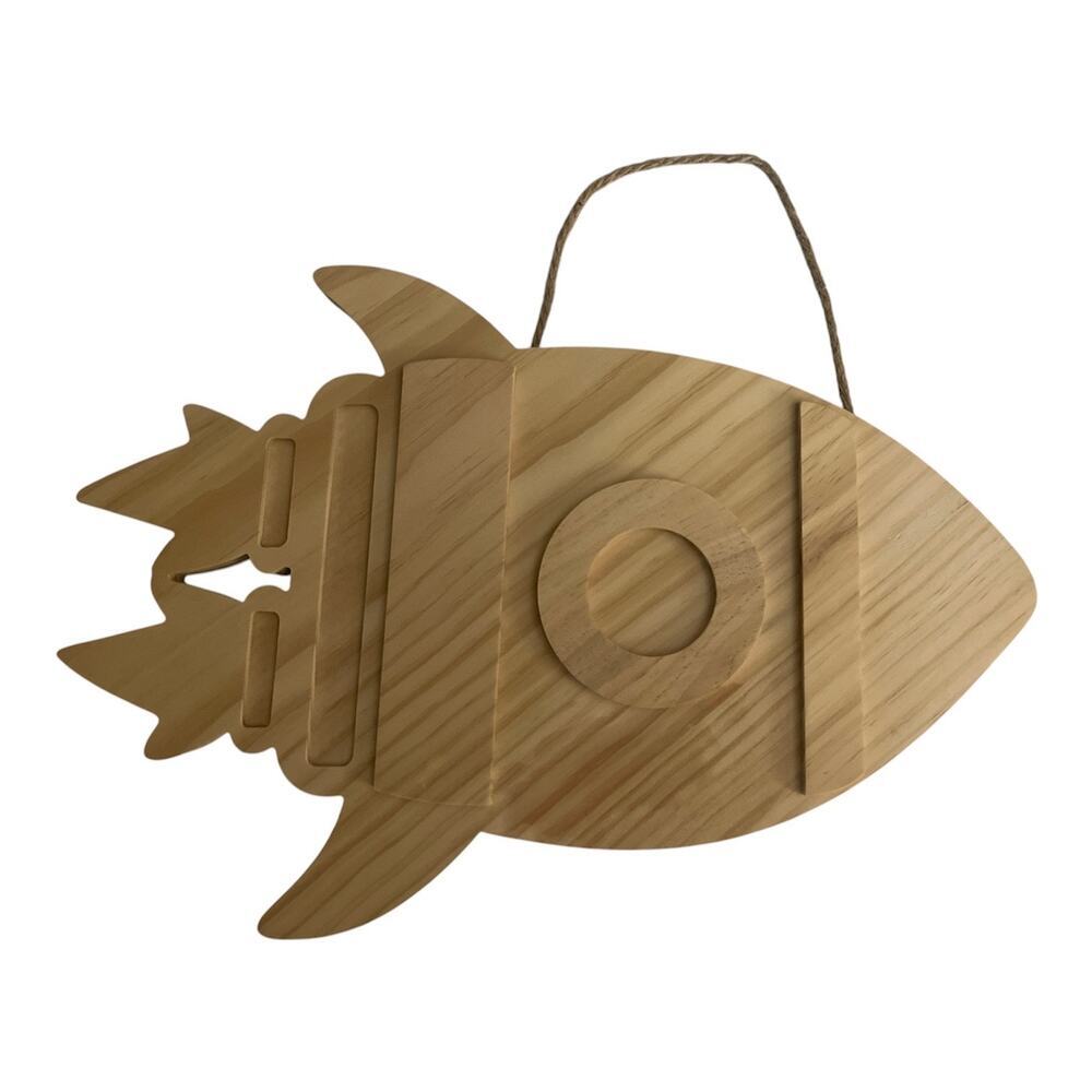 NWT Mondo Llama Hanging Wood Rocket Ship